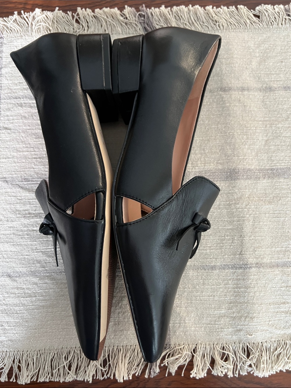 Cole Haan Black Pointed-Toe Leather Loafers with Knot Detail - Picture 13 of 16
